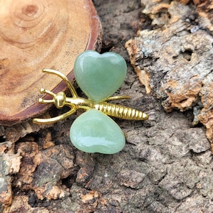 Aventurine Butterfly Gold Carving Butterfly Palm Stone Gemstone