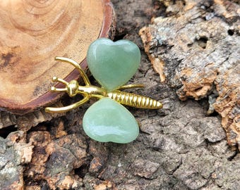 Aventurine Butterfly Gold Carving Butterfly Palm Stone Gemstone