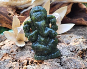 Jade Ganesha Figure Green Jade Lord Ganesha Statue