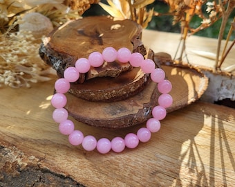 Jade bracelet 8 mm beads pink gemstone bracelet