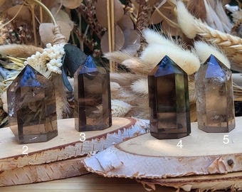 Smoky Quartz Tower Obelisk Gemstone Palm Stone Point Yoga Chakra Reiki