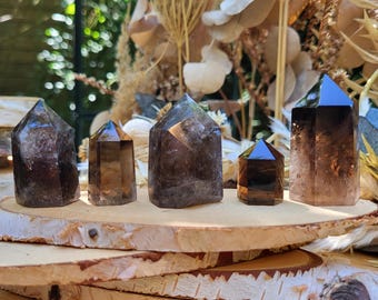 Smoky Quartz Tower Obelisk Gemstone Palm Stone Point Yoga Chakra Reiki