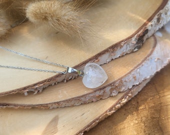 Gemstone Rock Crystal Necklace Silver Rock Crystal Heart