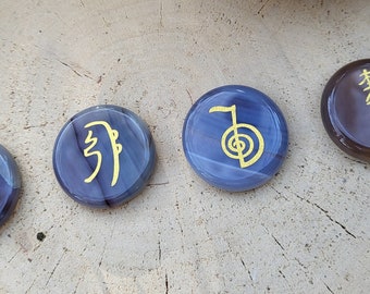 Reiki symbols stones set agate