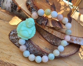 Buddha Bracelet Morganite Unique 8 mm Pearl Gemstone Bracelet