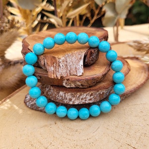 Turquoise bracelet 8 mm beads turquoise jewelry gemstone bracelet Lacooni