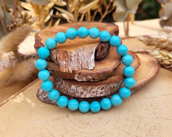 Turquoise bracelet 8 mm beads turquoise jewelry gemstone bracelet Lacooni