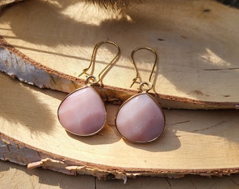 Earrings pink aventurine earrings gold gemstone earrings