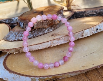 Jade Bracelet 6 mm Pearl Gemstone Bracelet Pink Jade