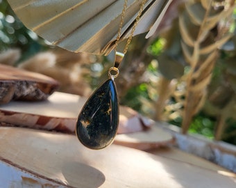 Moss agate drop necklace gemstone gold gemstone necklace