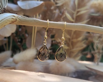 Smoky Quartz Drop Earrings Gemstone Gold Gemstone Earrings