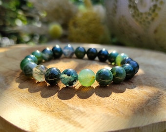 Moss agate bracelet 8 mm beads gemstone bracelet