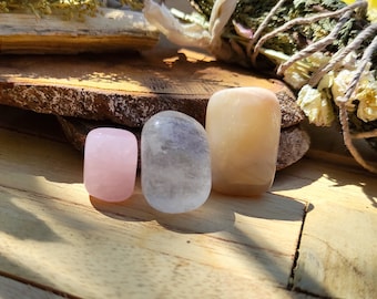 Mom Dad Child Family Stones Set Rose Quartz Rock Crystal Moonstone Gemstones Gemstone Set