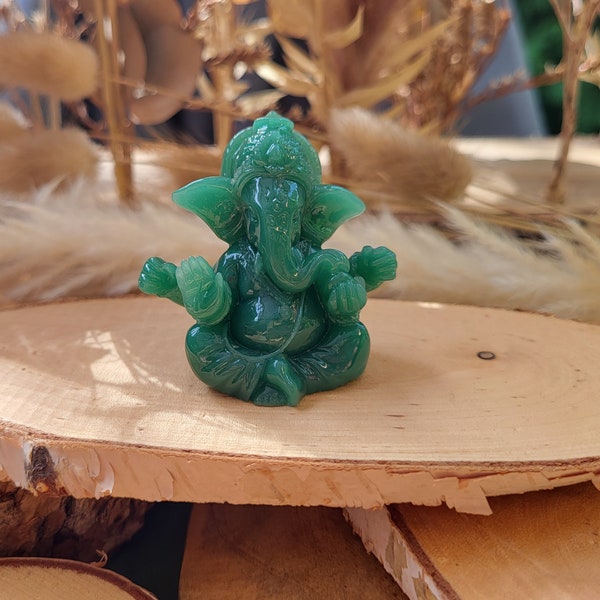 Ganesha Figure Green Lord Ganesha Statue Good Luck Wealth Prosperity