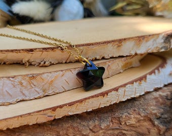 Obsidian Star Necklace Black Gold Obsidian Star Gemstone Necklace