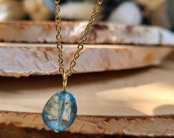 Quartz necklace blue quartz gold gemstone necklace small drops