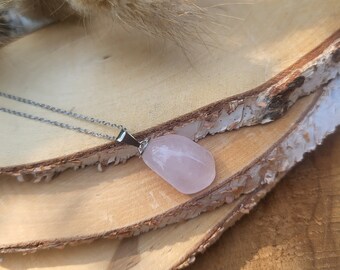 Gemstone Rose Quartz Necklace Silver Rose Quartz