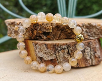 Lotus Gold Citrine Bracelet 8mm Mala Bracelet