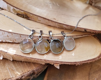 Tourmaline Necklace Round Silver Gemstone Necklace