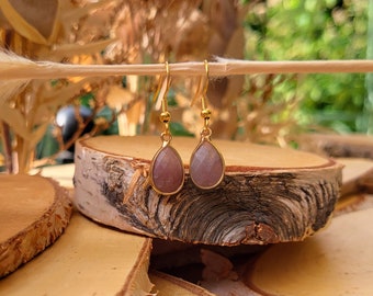 Tourmaline earrings pink tourmaline gold small drops