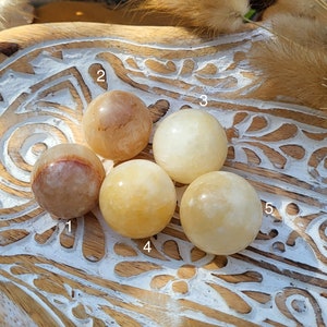 Calcite Ball 30 mm Gemstone Hand Flatterer Yellow Calcite Sphere