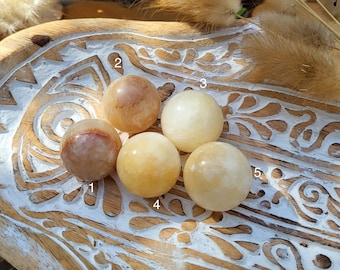 Calcite Ball 30 mm Gemstone Hand Flatterer Yellow Calcite Sphere