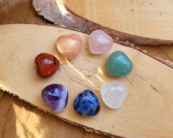 Chakra Hearts Stones Gemstones Set 7 Chakras Rose Quartz Amethyst Sodalite Jasper Aventurine Rock Crystal