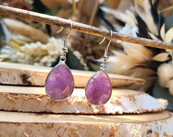 Amethyst drop earrings silver gemstone earrings gemstone earrings