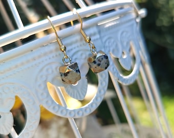 Earrings Dalmatian Jasper Gold Earrings