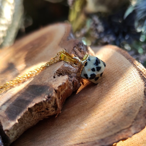 Gemstone Dalmatian Jasper Necklace Gold Gold Necklace