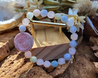 Seahorse Bracelet Morganite Unique Piece 8 mm Star Cut Beads Gemstone Bracelet