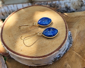 Earrings lapis lazuli earrings gold gemstone earrings