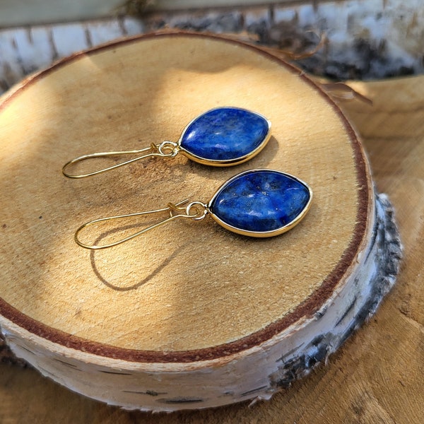 Ohrhänger Lapislazuli Ohrringe Gold Edelstein Ohrringe