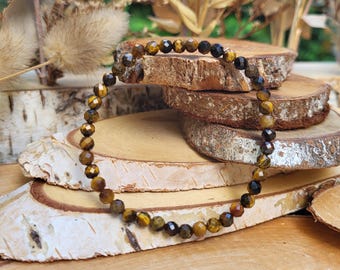 Tiger eye bracelet 4 mm faceted gemstone bracelet