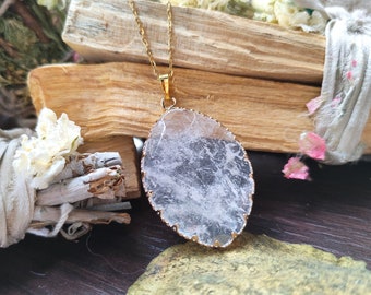 rock crystal necklace gold gemstone necklace