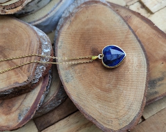 Lapis lazuli heart necklace gold gemstone necklace gemstone