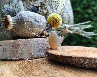 Agate Drop Necklace Silver Gemstone Necklace