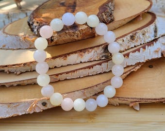 Jade bracelet 8 mm pearls pastel gemstone bracelet