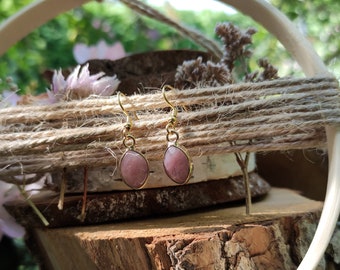 Strawberry Quartz Earrings Gold Small Drop Gemstone Earrings