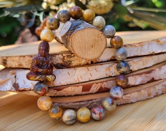 Buddha bracelet agate unique piece 8 mm pearl gemstone bracelet