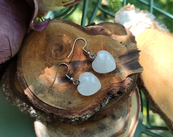 Earrings rock crystal hearts earrings silver gemstone earrings