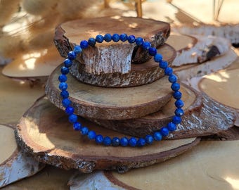 Lapis lazuli bracelet 4 mm faceted gemstone bracelet