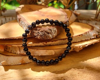 Turmalin Armband 6mm Perlen schwarz Edelsteinarmband