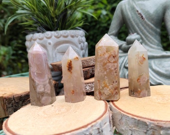 Cherry Blossom Agate Flowers Agate Sakura Flower Cherry Tower Gemstone Talisman Obelisk Cherry Blossom