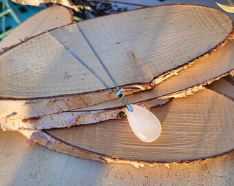 Gemstone Rock Crystal Drop Necklace Silver
