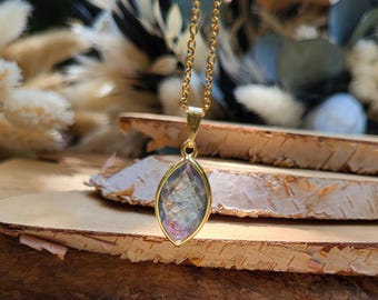 Fluorite necklace gemstone gold rainbow fluorite blue purple gemstone necklace