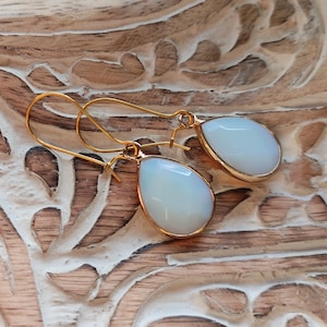 Earrings Moonstone Earrings Gold Drop Gemstone Earrings