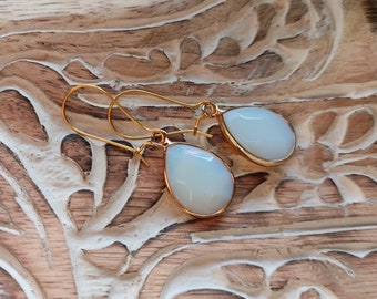 Earrings Moonstone Earrings Gold Drop Gemstone Earrings