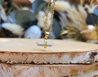 Rock crystal necklace point double-ended gold rock crystal pin gemstone crystal necklace