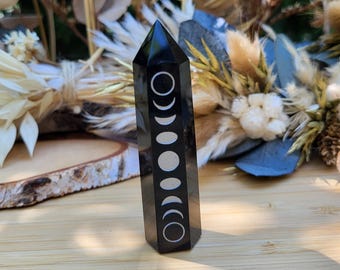 Moon phases tourmaline tower obelisk moon phase gemstone palm stone point yoga chakra reiki